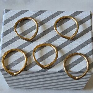 5 delicate hammered metal V midi/ knuckle rings